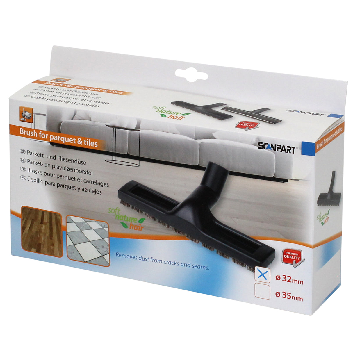 Scanpart parketborstel Ø32 mm zacht geschikt voor o.a. AEG, Bork, Philips en meer
