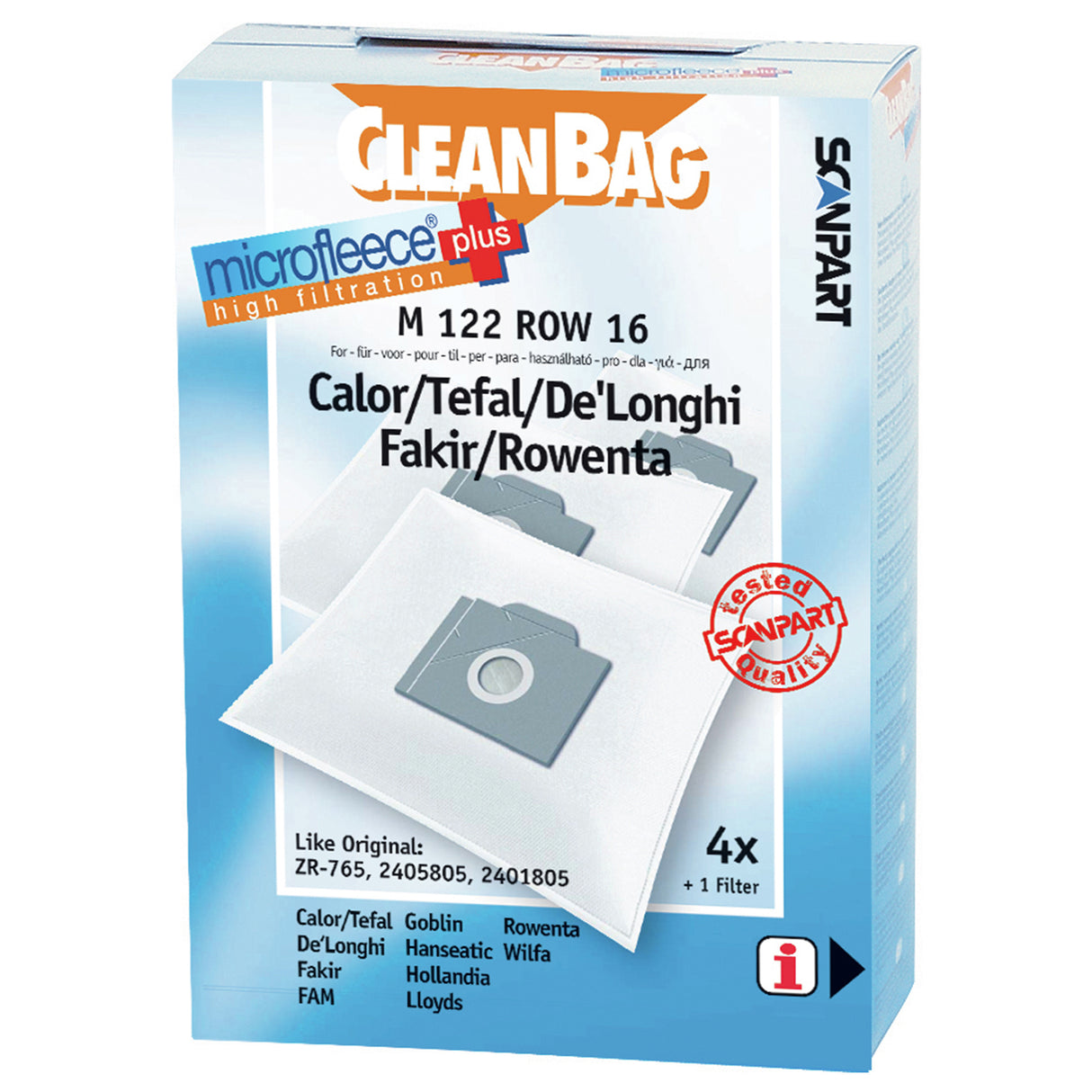 Cleanbag Microfleece+ stofzuigerzak geschikt voor Calor/Tefal/De'longhi/Fakir/Rowenta