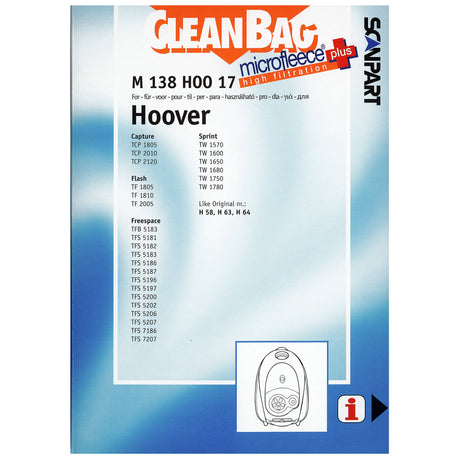 Cleanbag Microfleece+ stofzuigerzak geschikt voor Hoover Sprint