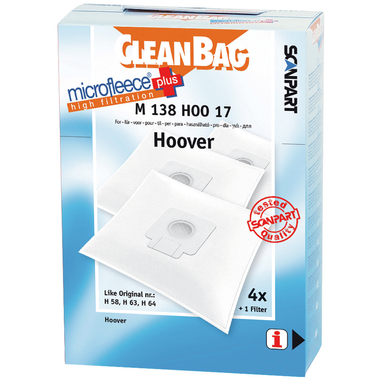 Cleanbag Microfleece+ stofzuigerzak geschikt voor Hoover Sprint