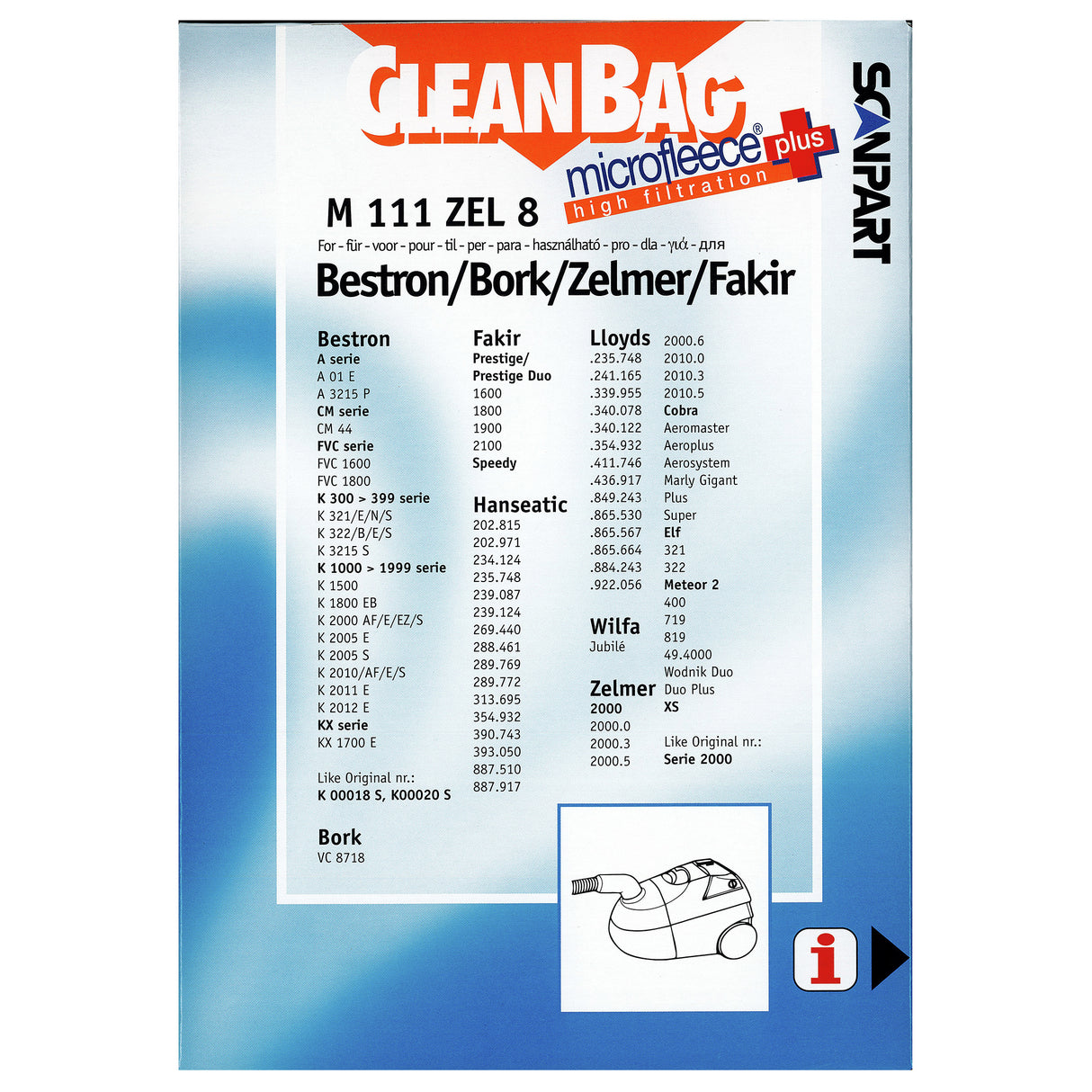 Cleanbag Microfleece+ stofzuigerzak geschikt voor Bestron/Berk/Zelmer