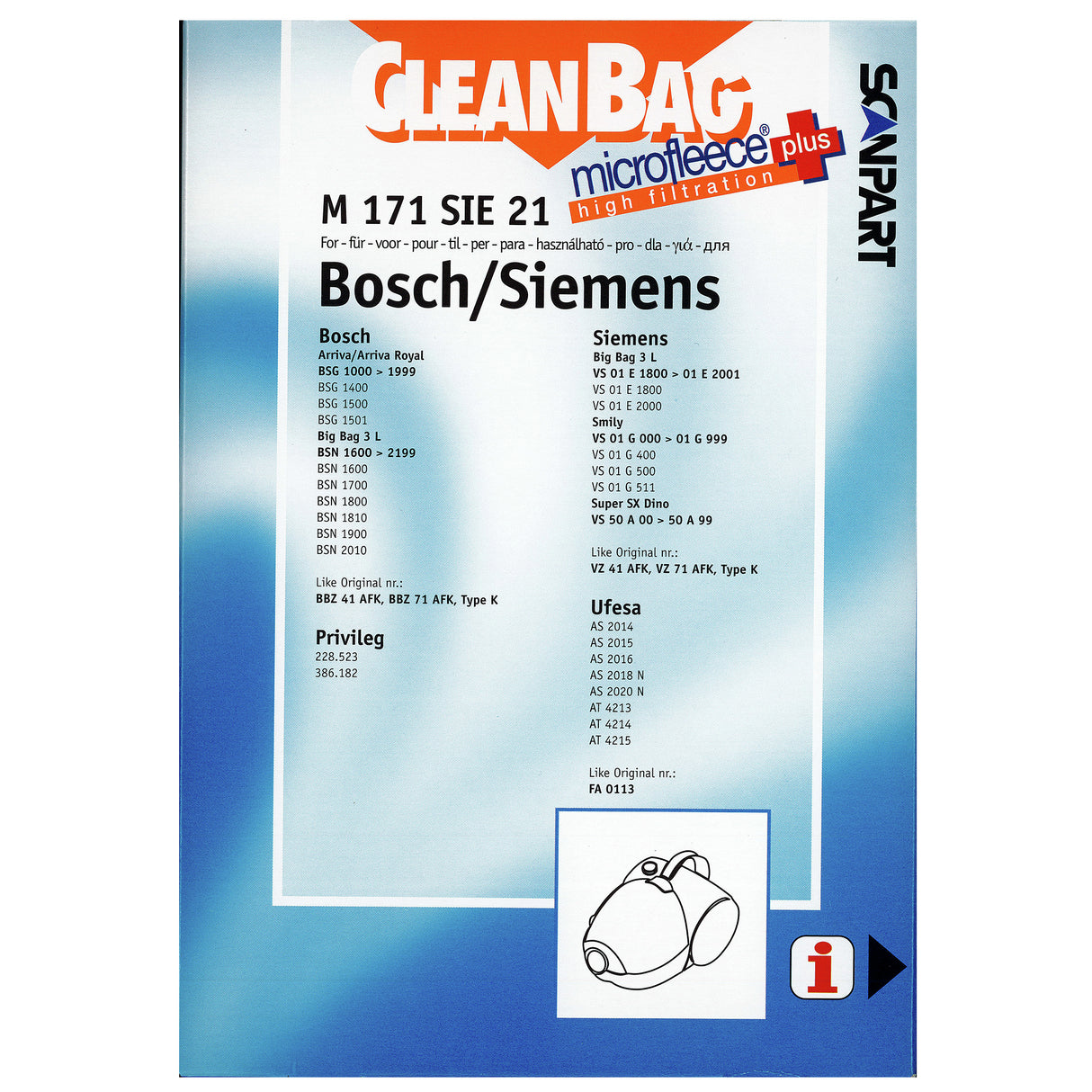Cleanbag Microfleece+ stofzuigerzak geschikt voor Bosch/Siemens K