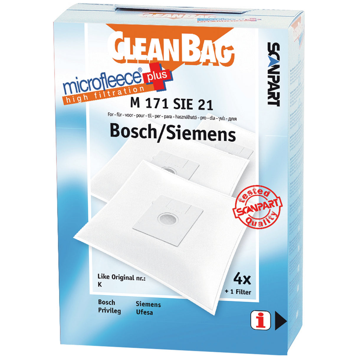 Cleanbag Microfleece+ stofzuigerzak geschikt voor Bosch/Siemens K
