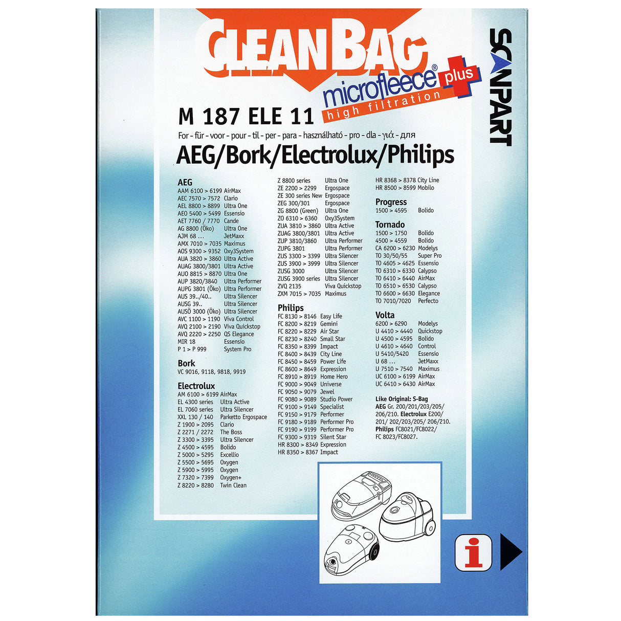 Cleanbag Microfleece+ stofzuigerzak geschikt voor AEG/Bork/Electrolux/Philips