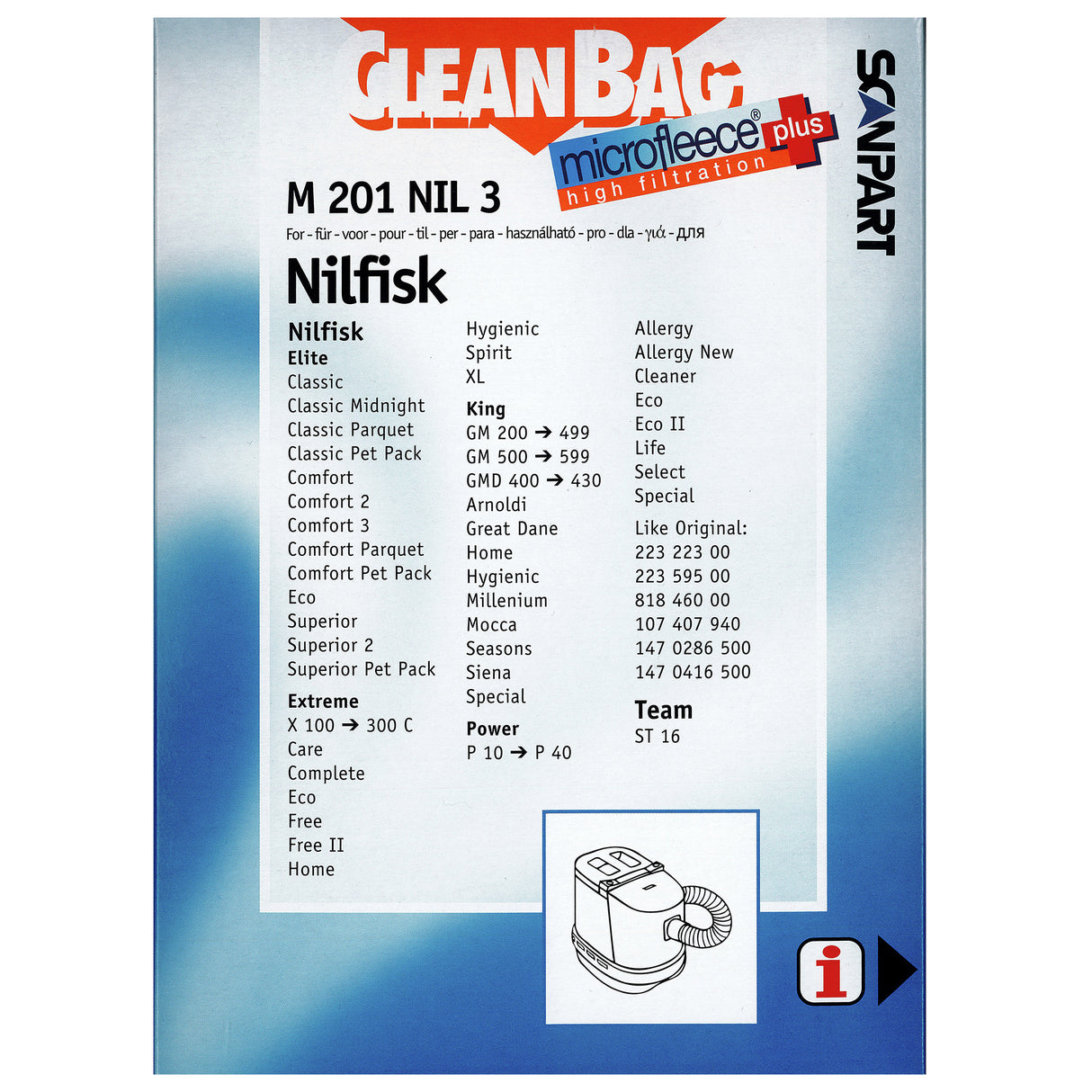 Cleanbag Microfleece+ stofzuigerzak geschikt voor Nilfisk King