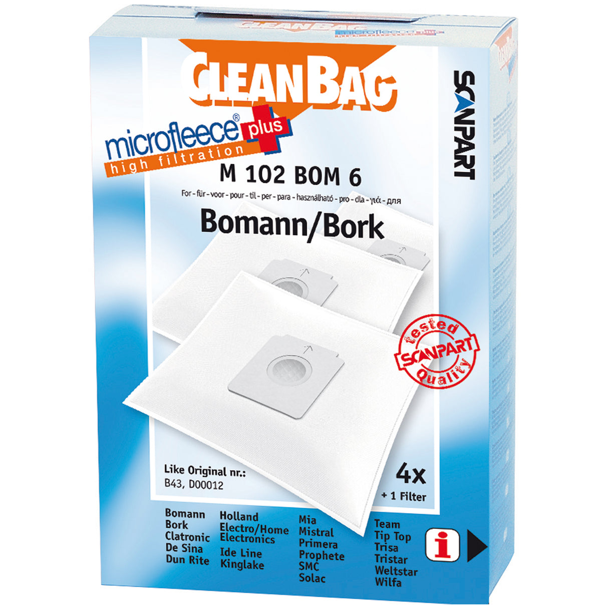 Cleanbag Microfleece+ stofzuigerzak geschikt voor Bomann/Bork