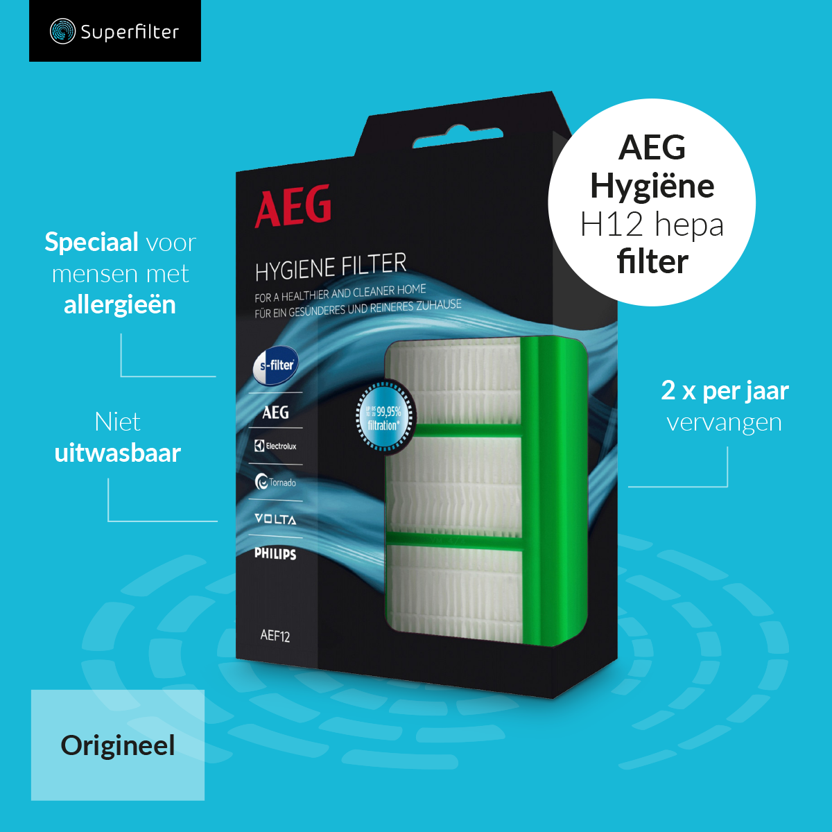 AEG H12 Hygiëne hepa filter AEF12 / 2690032211