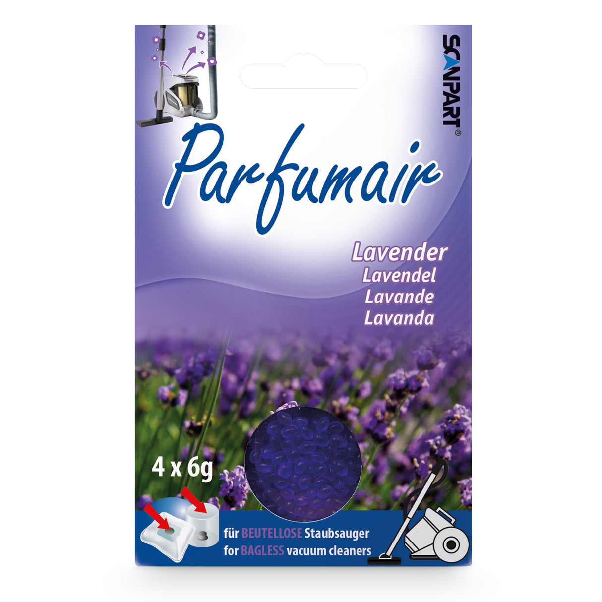 Stofzuiger parfum lavendel - Geurparels 4x 6g