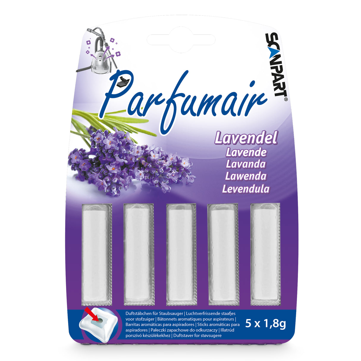 Stofzak verfrisser lavendel - 5 st. geursticks