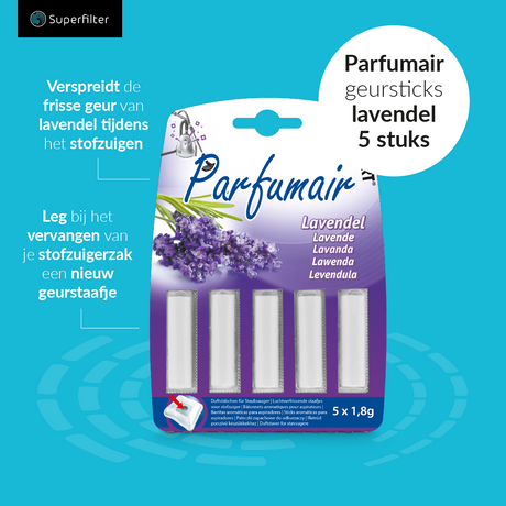 Stofzak verfrisser lavendel - 5 st. geursticks