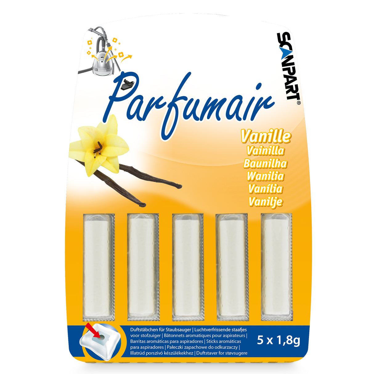 Stofzak verfrisser vanille - 5 st. geursticks