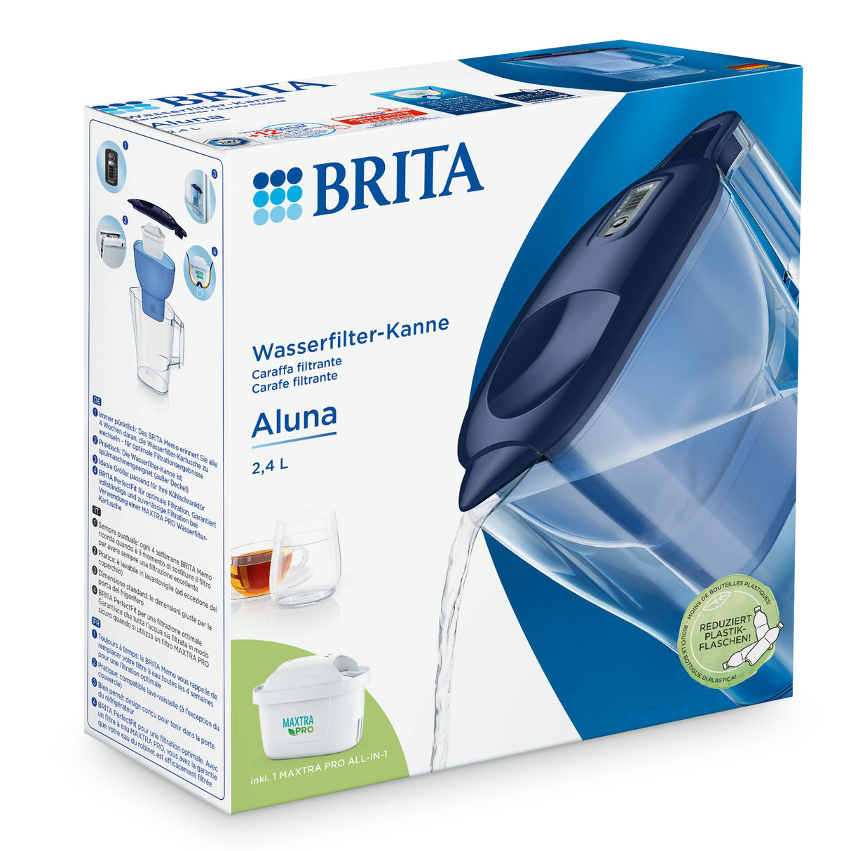Brita waterfilterkan Aluna Cool 2,4L Blauw
