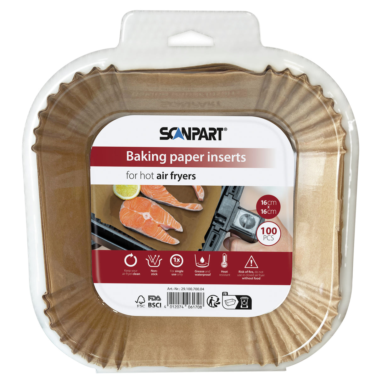 Bakpapier airfryer 100 st. 16x16 cm inlegvellen