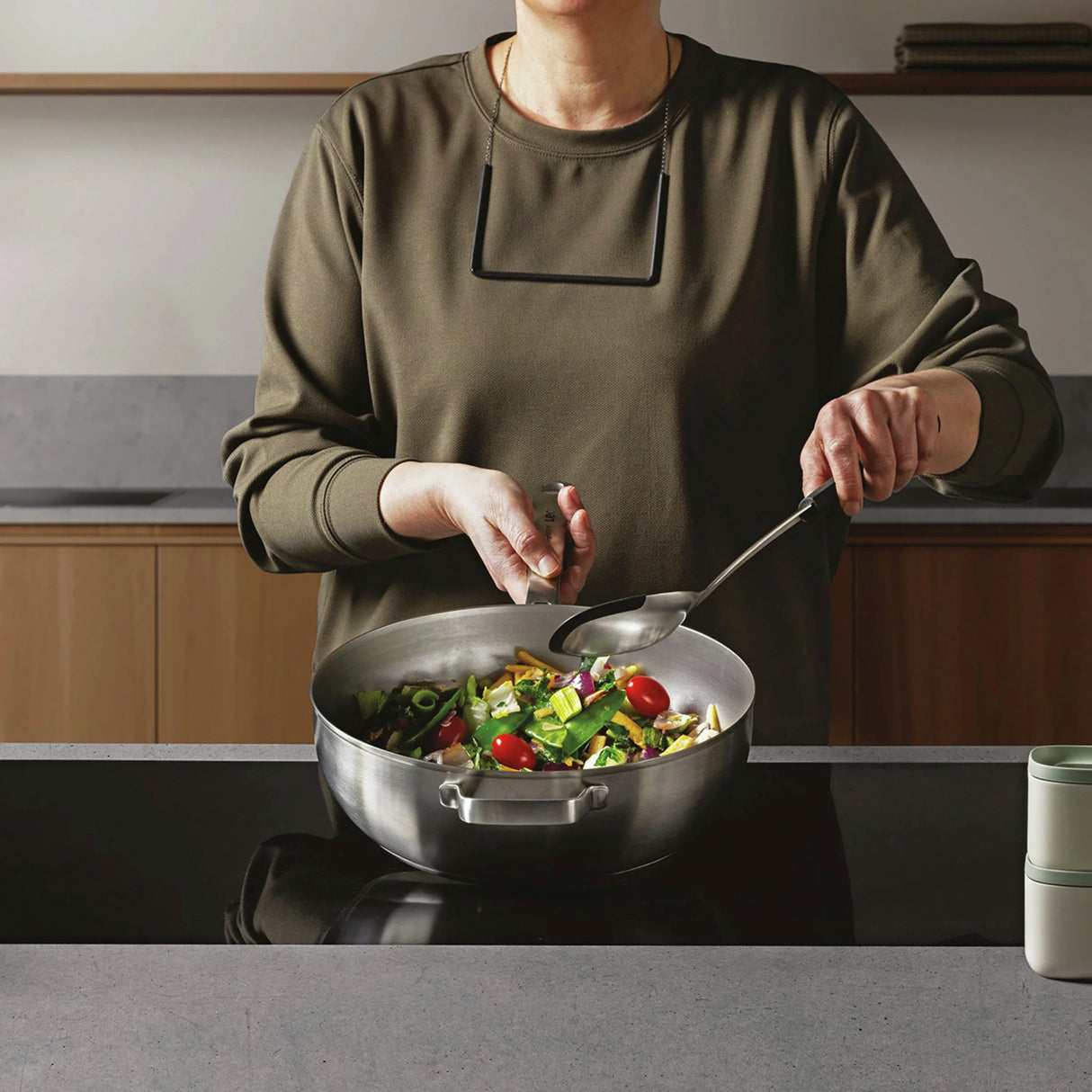 Wok Ø28 cm met deksel roestvrijstaal Berghoff Leo