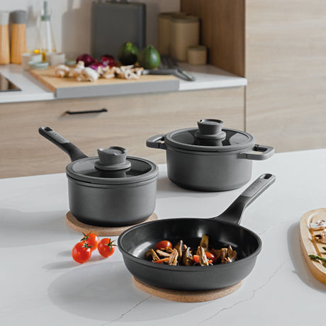 Pannenset 5-delig kookpan + koekenpan Berghoff Leo Stone+