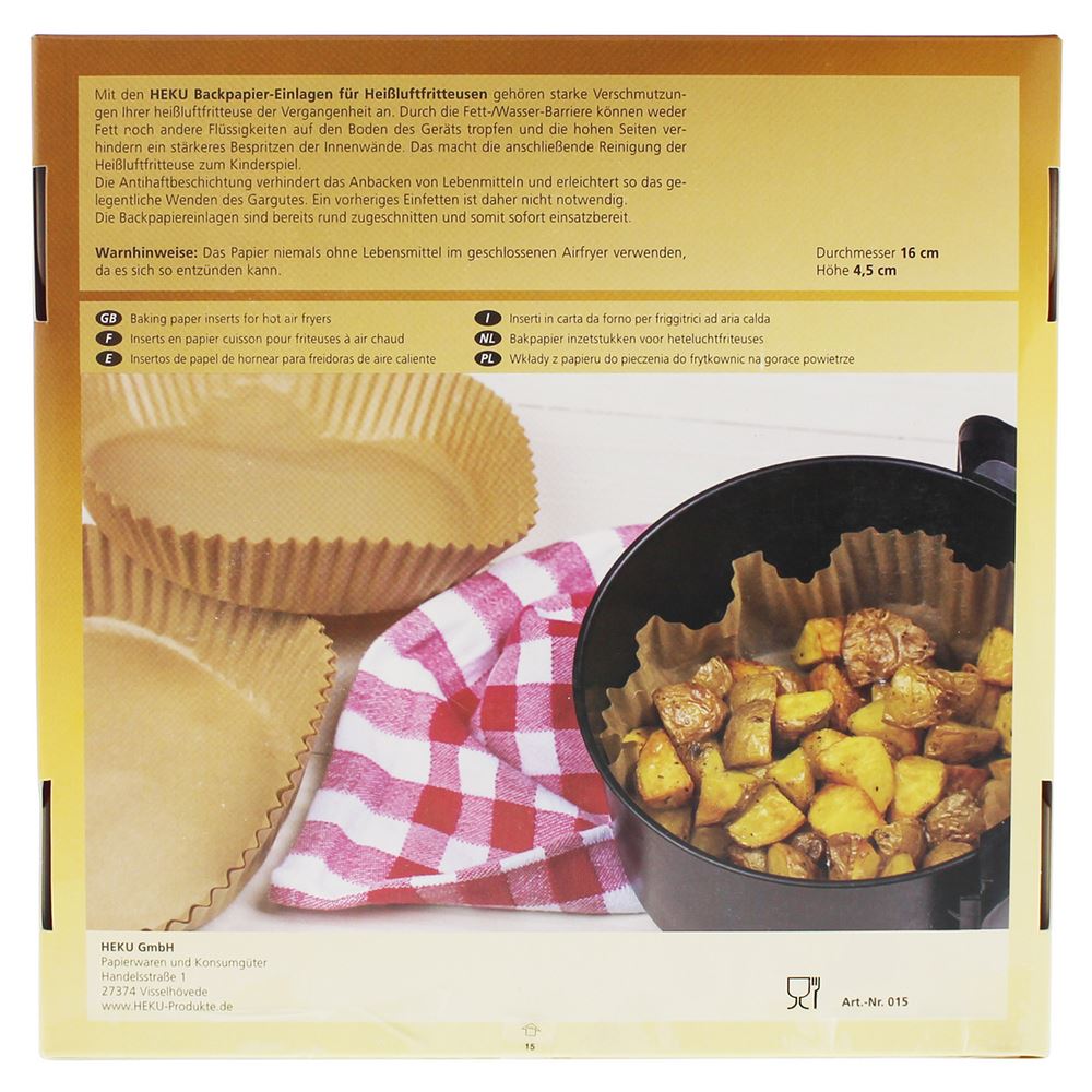 Heku bakpapier airfryer 30st. Ø16cm inlegvellen