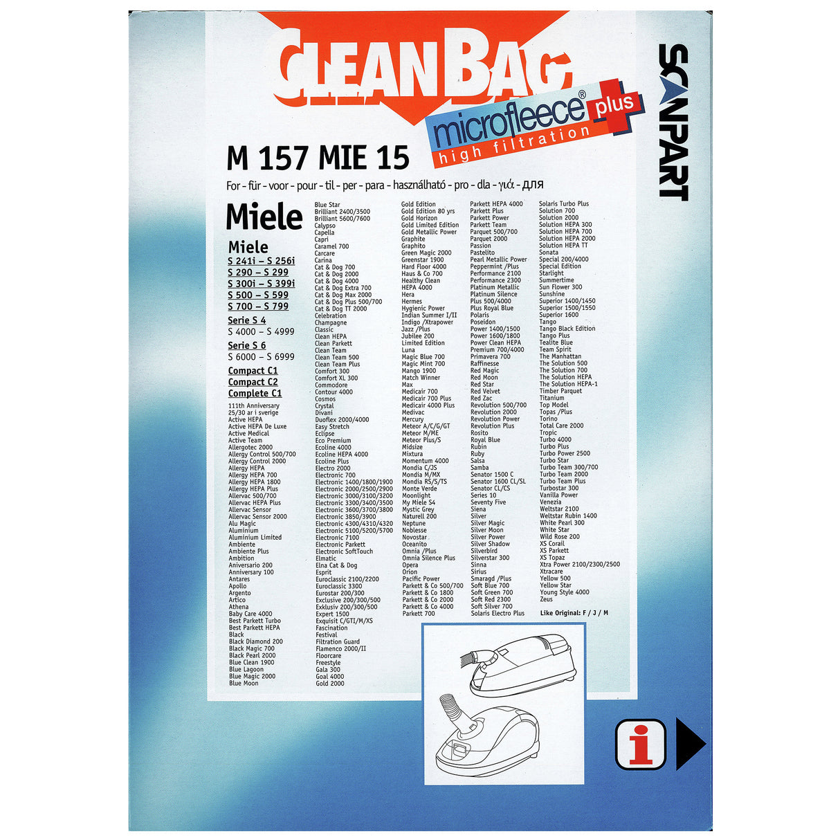 Cleanbag Microfleece+ stofzuigerzak geschikt voor Miele F/J/M