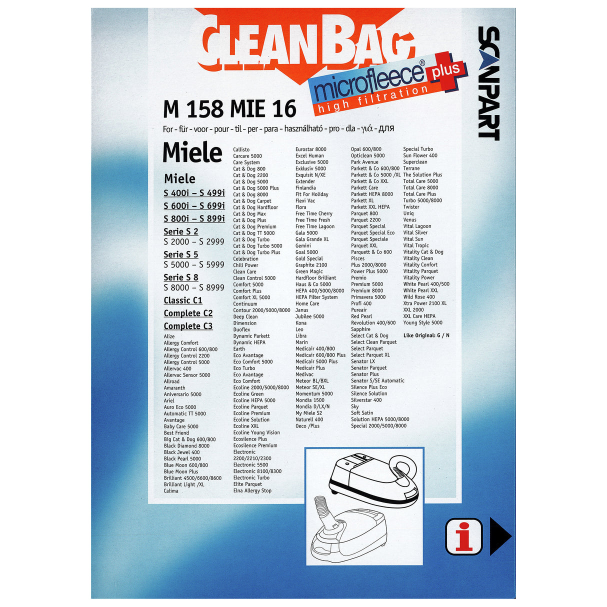 CleanBag Microfleece+ stofzuigerzak geschikt voor Miele G/H/N