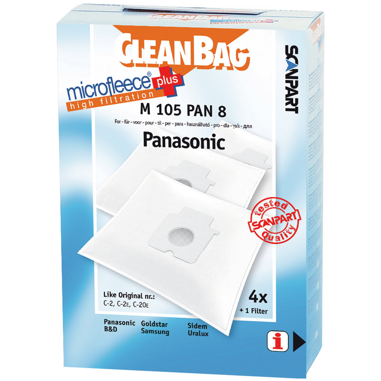 Cleanbag Microfleece+ stofzuigerzak geschikt voor Panasonic