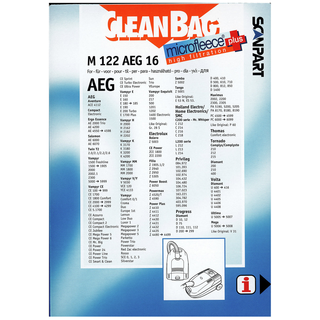 Cleanbag Microfleece+ stofzuigerzak geschikt voor AEG/Electrolux