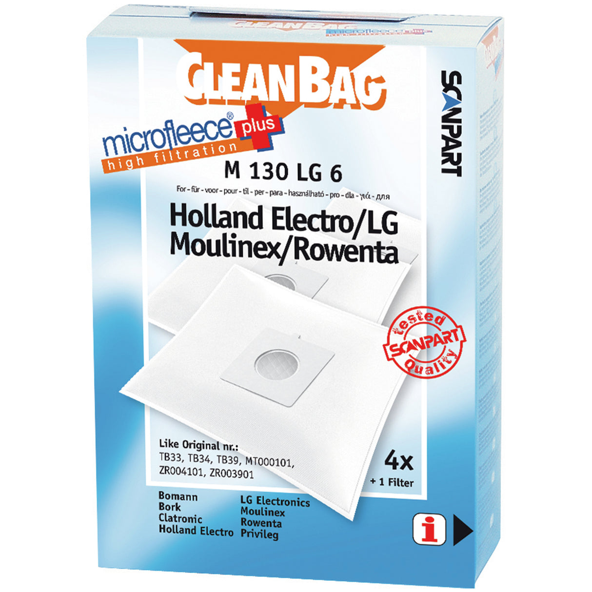 Cleanbag Microfleece+ stofzuigerzak geschikt voor Holland Electro/LG Moulinex/Rowenta