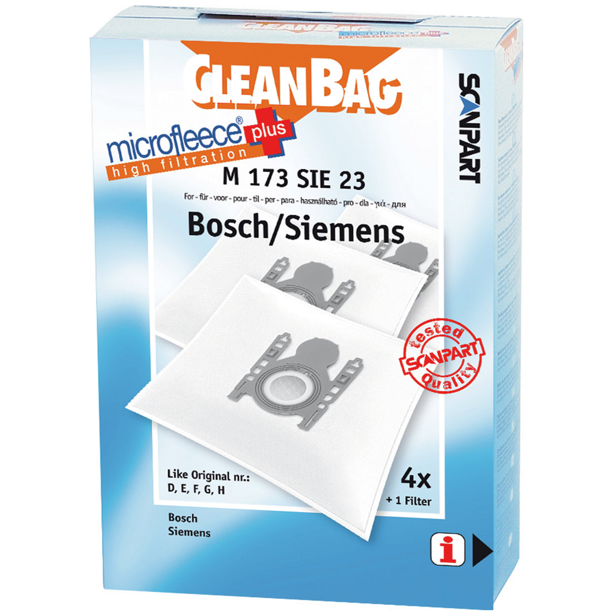 Cleanbag Microfleece+ stofzuigerzak geschikt voor Bosch/Siemens D/E/F/G/H
