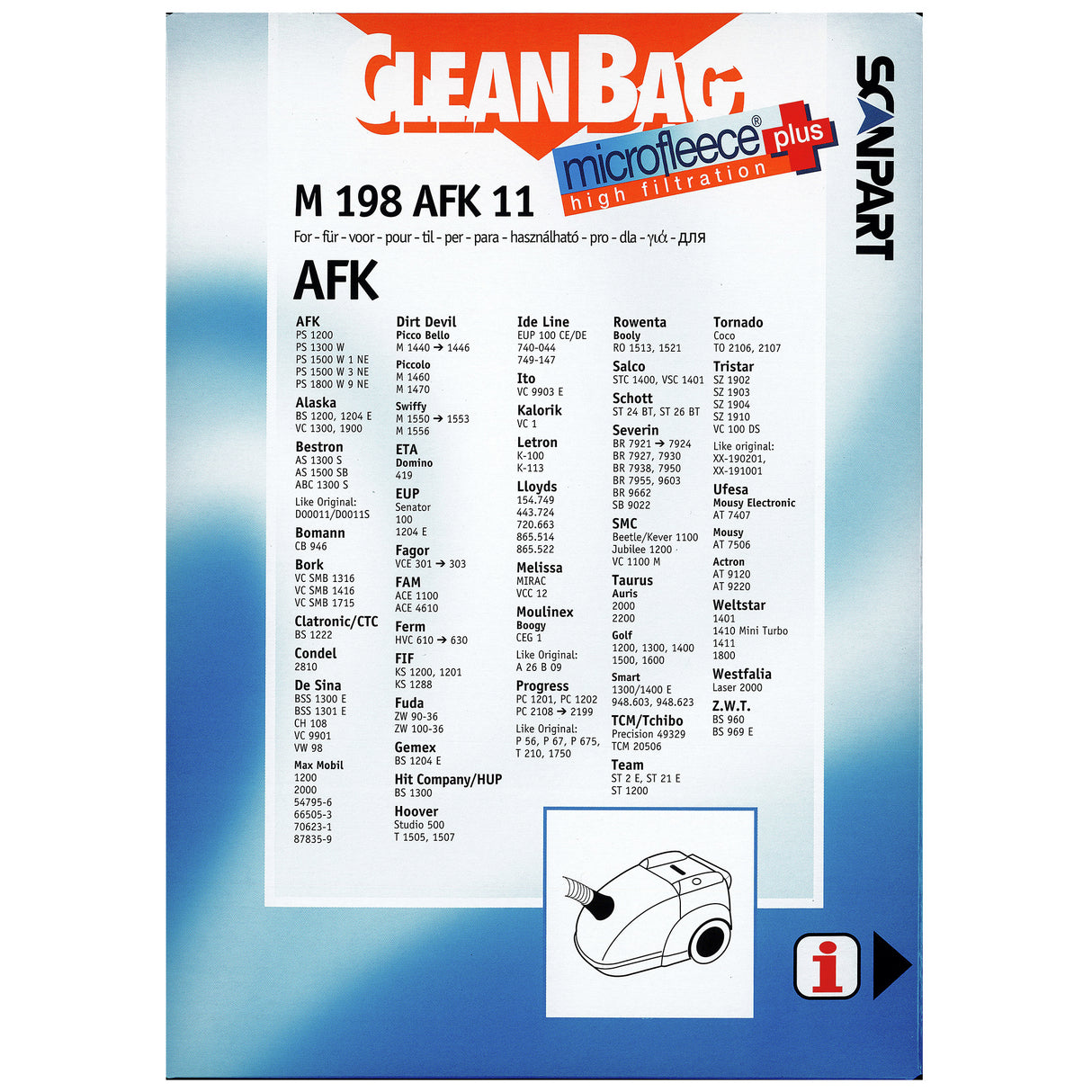 Cleanbag Microfleece+ stofzuigerzak geschikt voor AFK