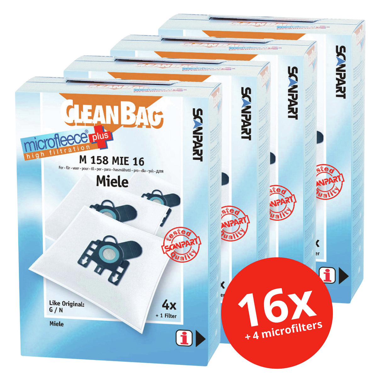CleanBag voordeelverpakking Microfleece+ stofzuigerzak geschikt voor Miele G/H/N