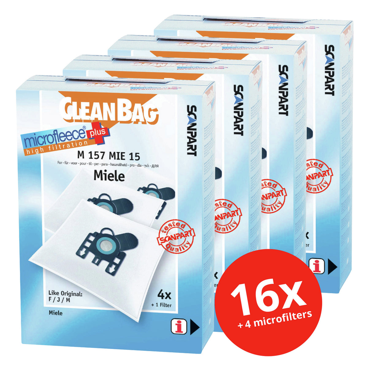 CleanBag voordeelverpakking Microfleece+ stofzuigerzak geschikt voor Miele F/J/M