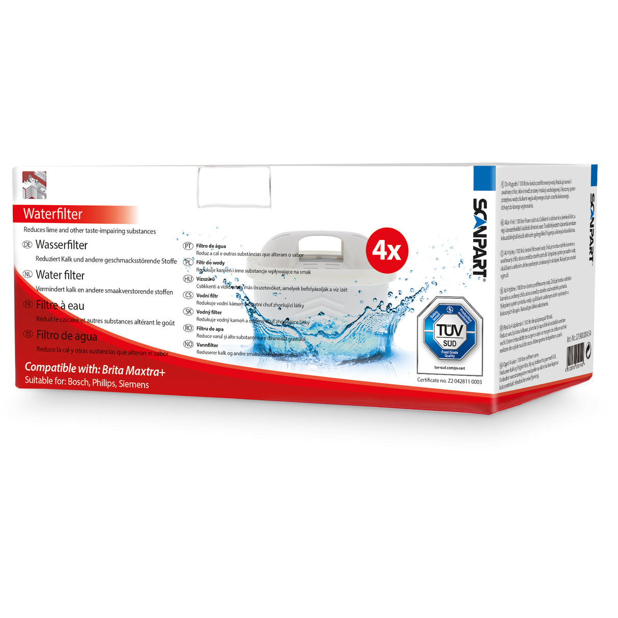 Scanpart waterfilterpatronen Alternatief voor Brita Maxtra+, Bosch Tassimo en Philips Senseo Twist 4-Pack